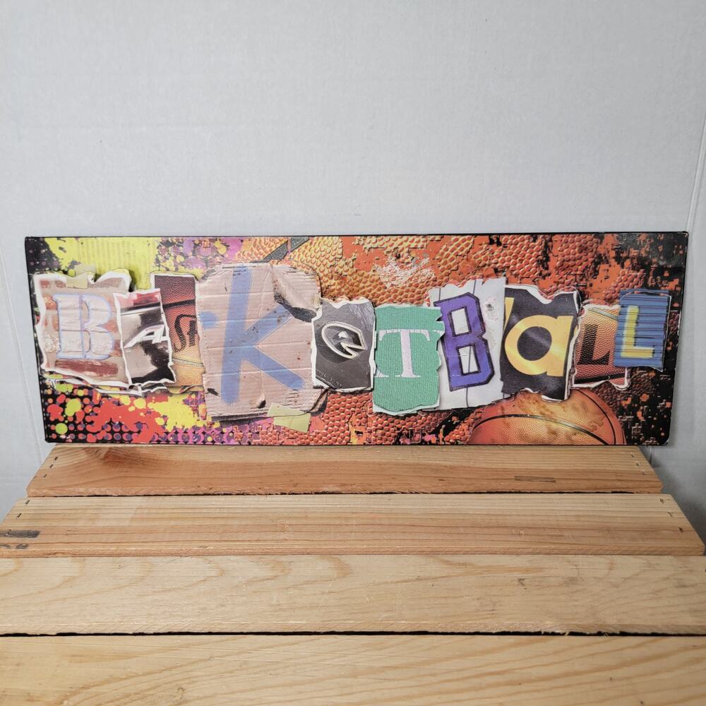 Basketball Vibrant, Urban Graffiti Style 3D Metal Sign 6" x 19"